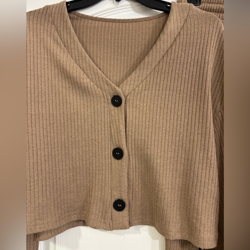 Brown Ribbed Coordinating Pant Set, NWT - Picture 8 of 8